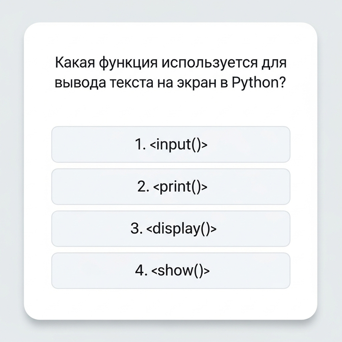 Какая функция используется для вывода текста на экран?