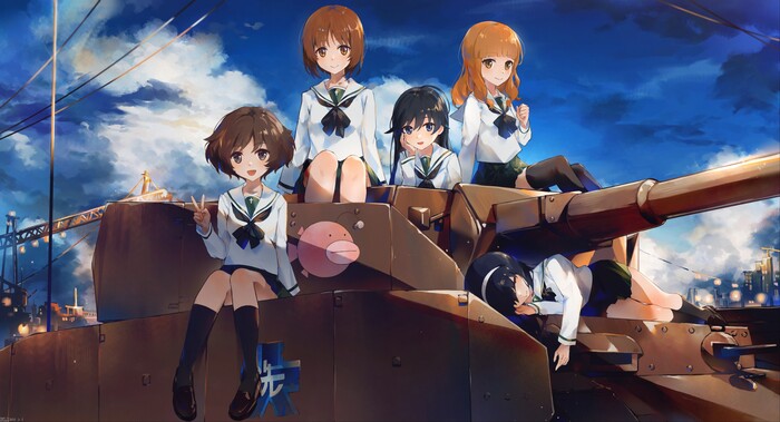  Anime Art, , Girls und Panzer, Nishizumi miho, Reizei mako, Yukari Akiyama, Isuzu hana, Takebe saori, Seifuku, , Pixiv