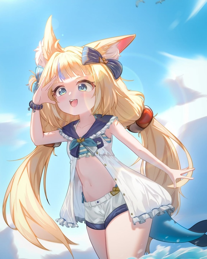 Sabaday , Anime Art, Virtual YouTuber, Sameko Saba, Animal Ears, , Instagram ()