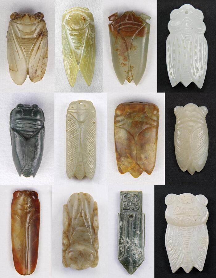 Нефритовые цикады, которые клали на язык умершим, как символ возрождения. Китай, династия Хань, 202 г. до н.э. – 220 г. н.э.