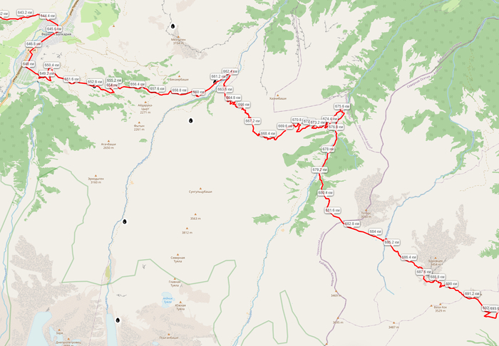 Карта перехода. Верхняя Балкария - Боровцек
