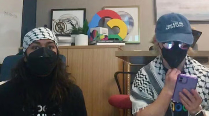 Пропалестинцы, ворвавшиеся в офисы Google Cloud в прошлом году( Фото: Twitch )