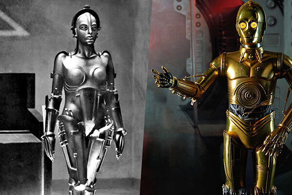 давно известно, что дизайн 3DPO вдохновлен дизайном женщины-робота из "Метрополиса"