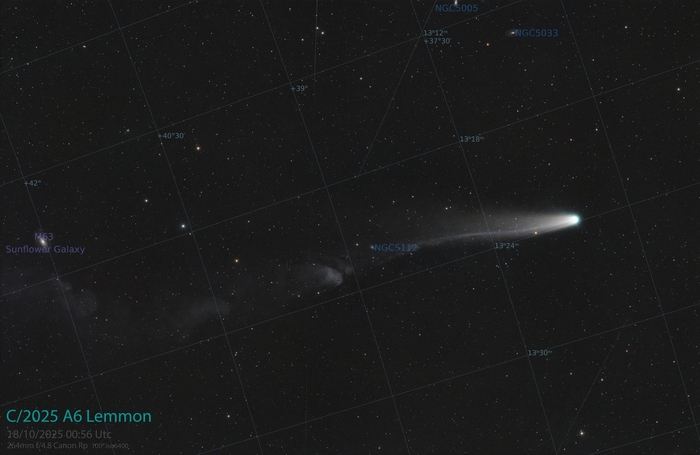 Комета C/2025 A6 Lemmon (лапс 18.10.2025  3:26-5:21мск)