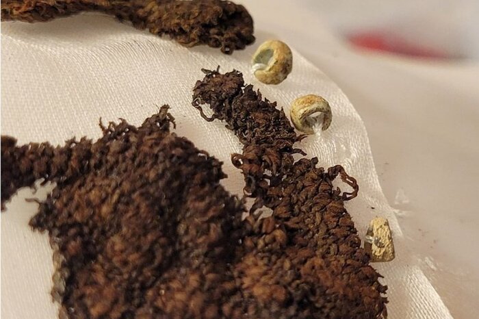 Остатки древнего текстиля из захоронения