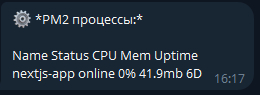 Запущенный процесс в pm2