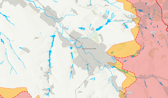 Участок фронта в районе Константиновки на момент 28 октября 2025 по версии ISW