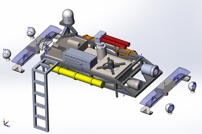 Рис. 4. 3D-геометрия специального оборудования на крышу Экто-мобиля для отлова паранормальных сущностей в масштабе 1:43 в сборе