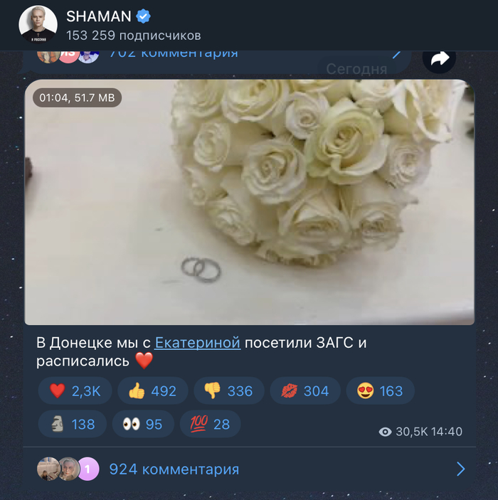 Шаман и Мизулина поженились