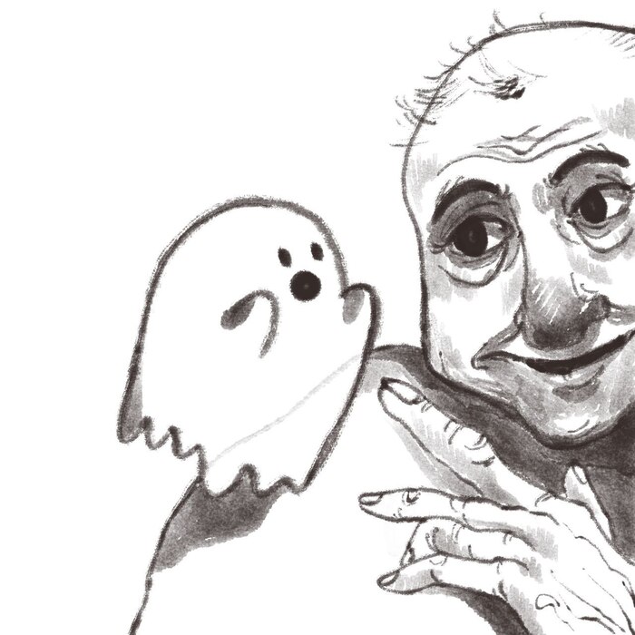 Перед хеллоуином нарисовала миленького призрака