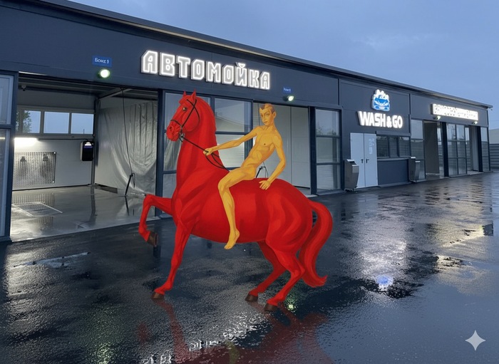 Сгенерировал вариацию на тему «Купание красного коня»