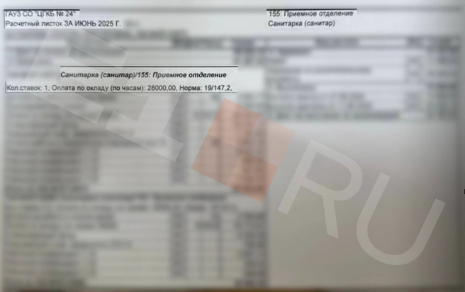 На этом расчетном листе видно, что в июне санитар приемного отделения получал оклад 28 тысяч. Также к зарплате начислялись стимулирующие выплаты.
