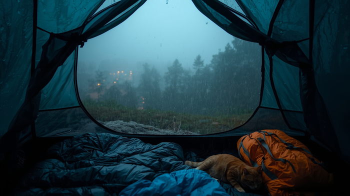 Misty camping tent
