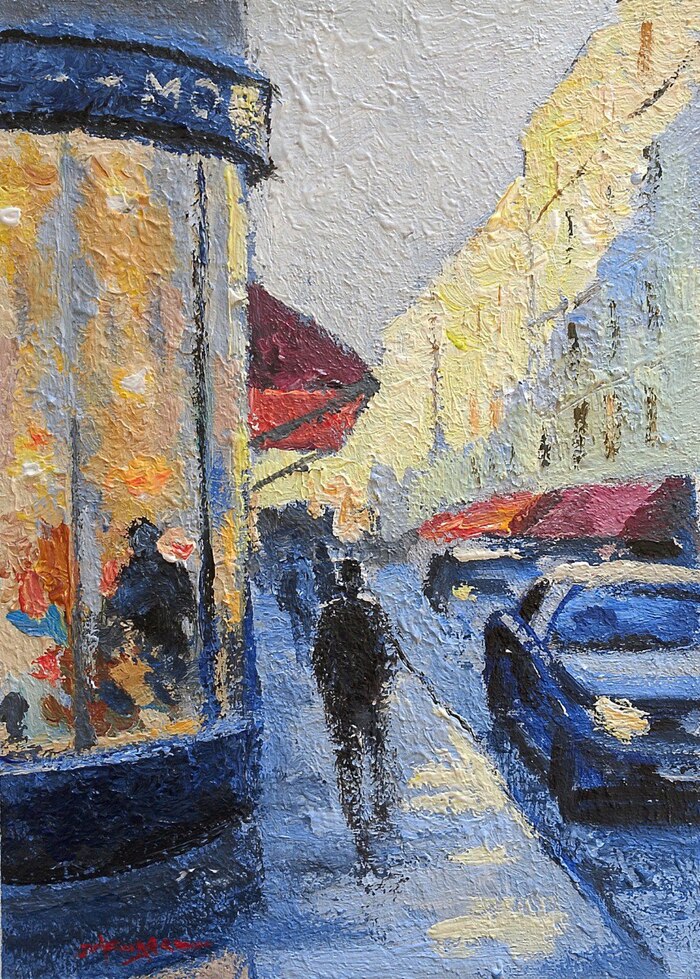 "Утренний город" Картина в стиле импрессионизма