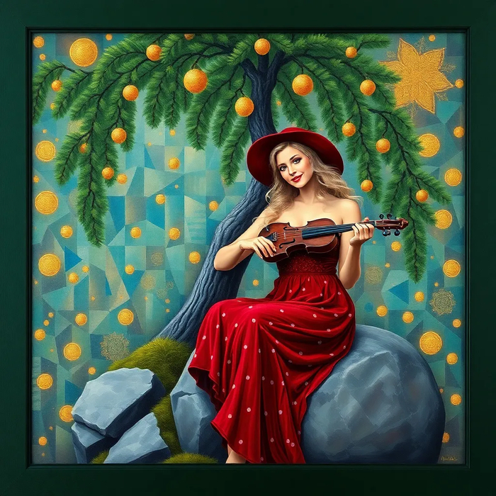 Портрет блондинки со скрипкой