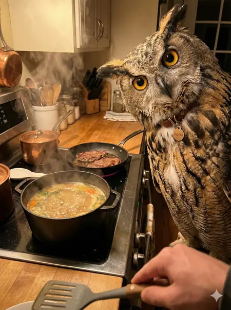 Как кот, но только сова. Но совсем как кот.