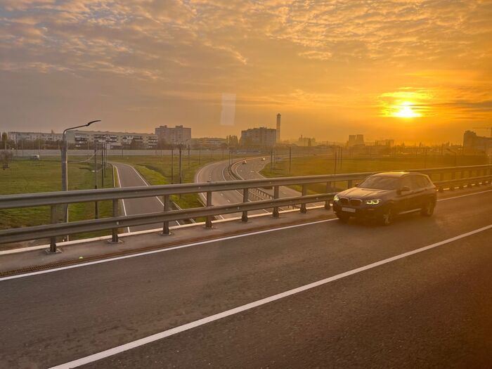 Вид из автобуса по дороге на работу.