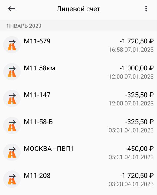 Alt+Prt+Scr из моего приложения Автодор за январь 2023 года