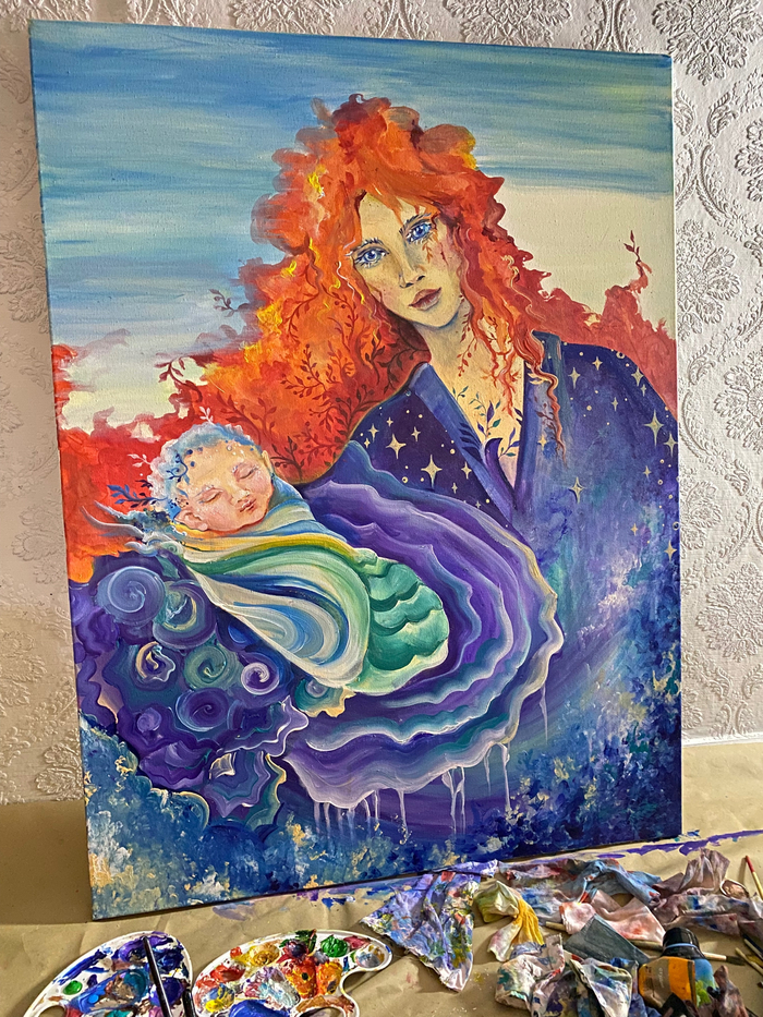 для всех любителей покричать это «нейросеть» это кусок творческого процесса с недописанной картиной моим бардаком и плохим светом