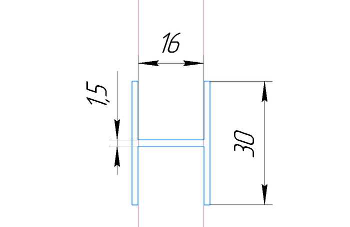 Профиль алюминиевый, H-образный