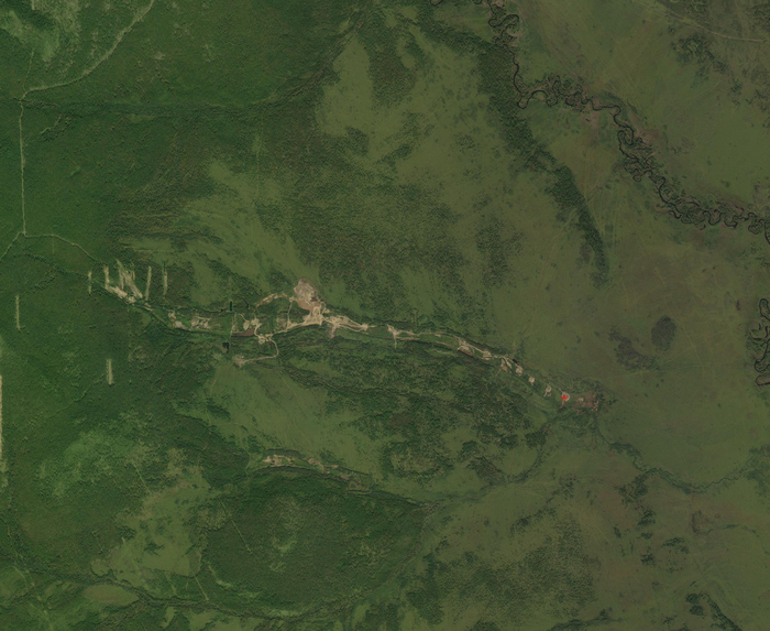 Красный крестик - место отбора пробы.