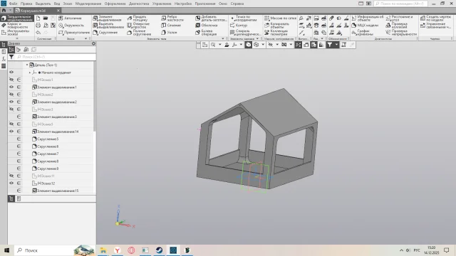 Классическая кормушка для птичек, в Компас 3D - Моё, 3D, 3D печать, 3D моделирование, 3D принтер, Компас-3D, Проектирование
