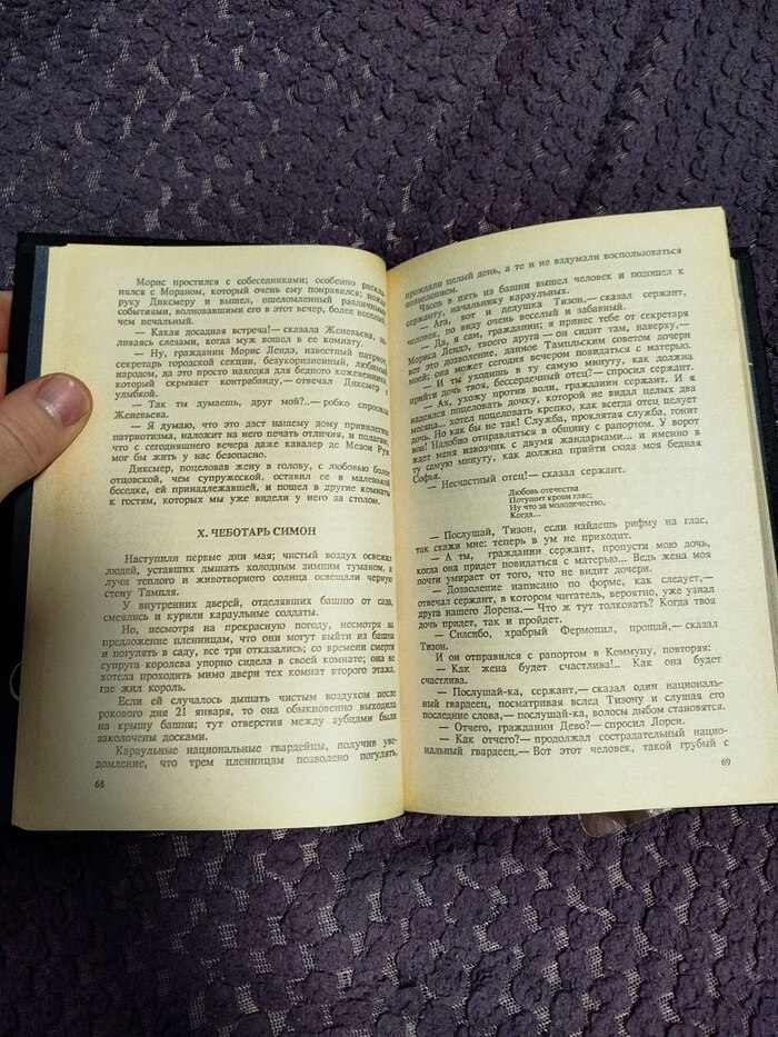 На данный момент я читаю вот эту книгу, да да названия нет и фото не понятное, а знатоки ее узнают сразу. Сюжет из 1793 года город Франция.