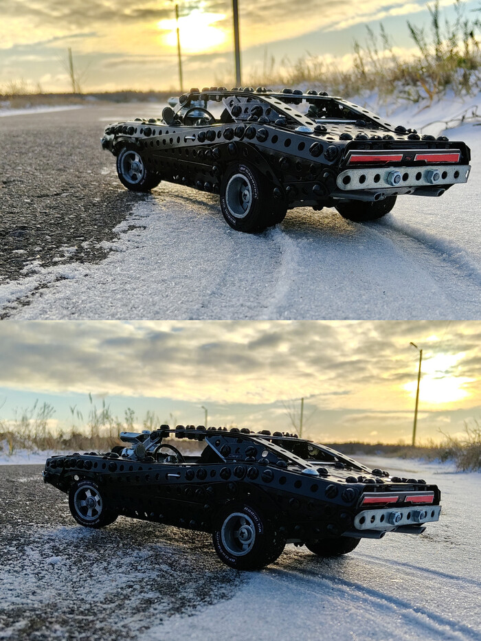 1969 Dodge Charger из металлического конструктора, проволоки, резины и картона