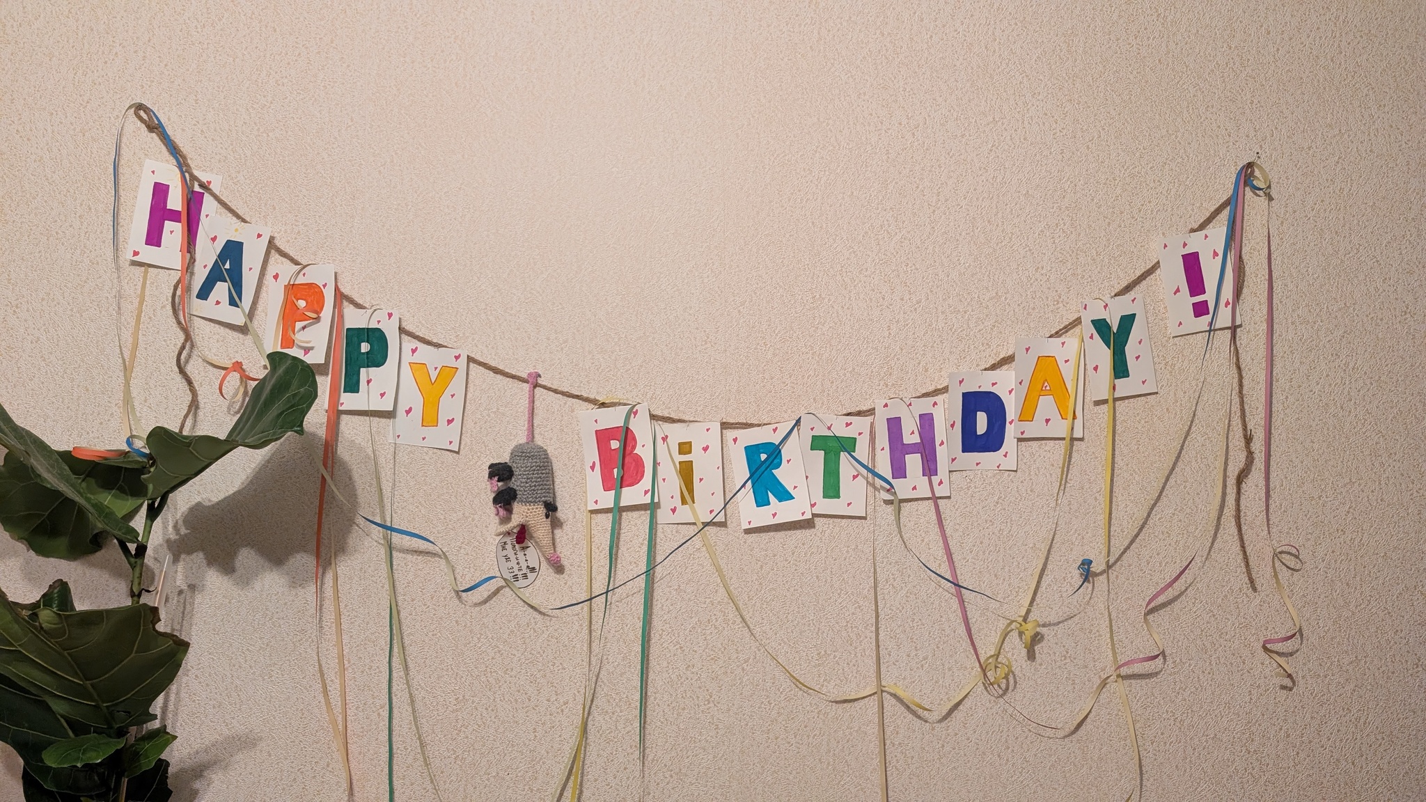 Утро началось с поздравления от жены - Моё, Вязаные игрушки, Опоссум, День рождения, Длиннопост