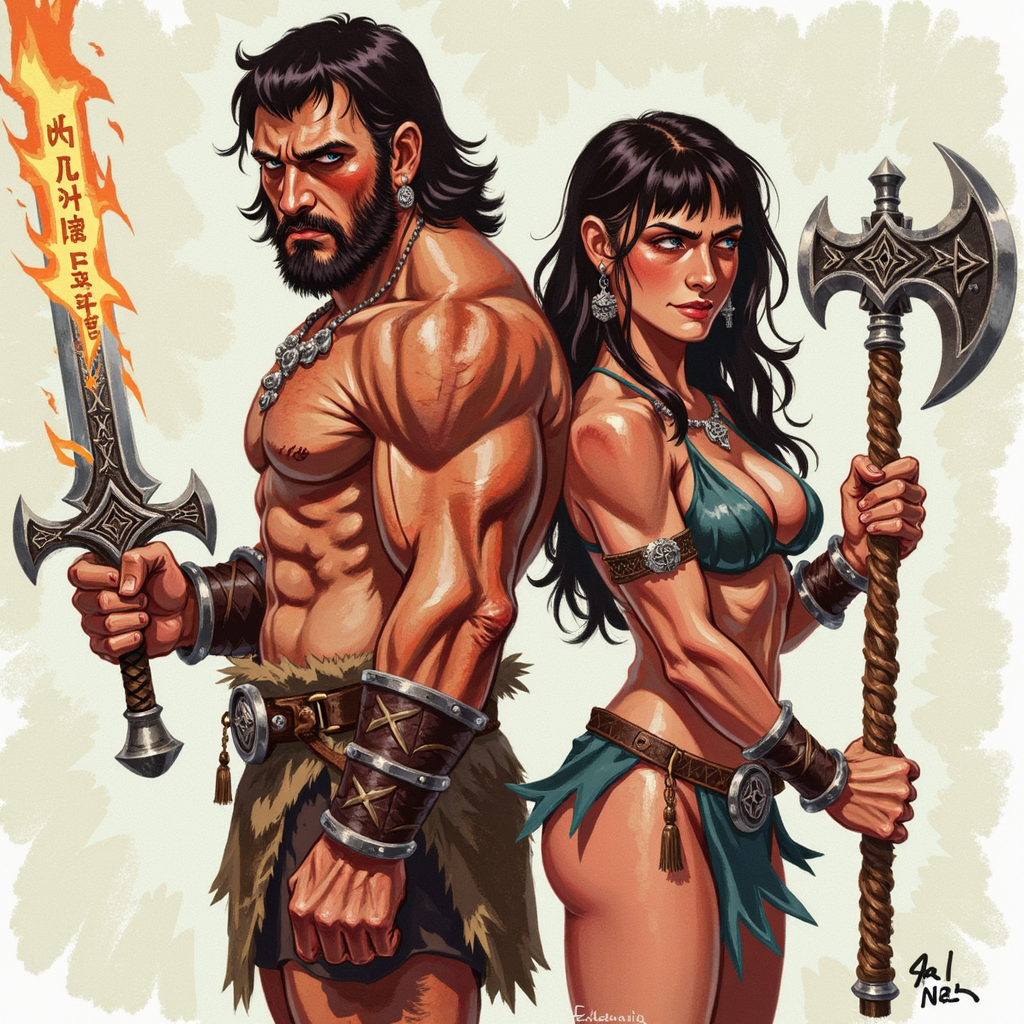 Barbarians - My, Neural Network Content, Neural network art, Pinanoc, Barbarian, Dungeons & dragons, Barbarian, Flux