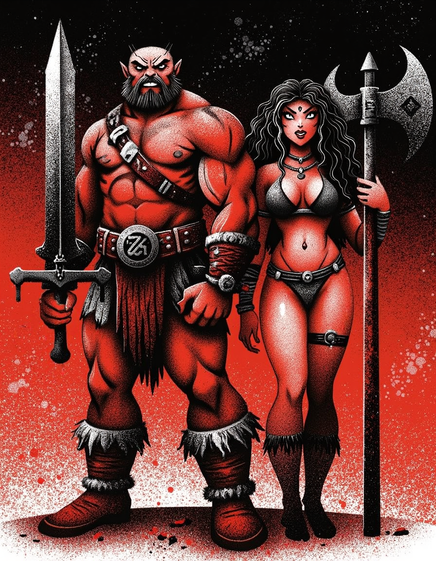 Barbarians - My, Neural Network Content, Neural network art, Pinanoc, Barbarian, Dungeons & dragons, Barbarian, Flux