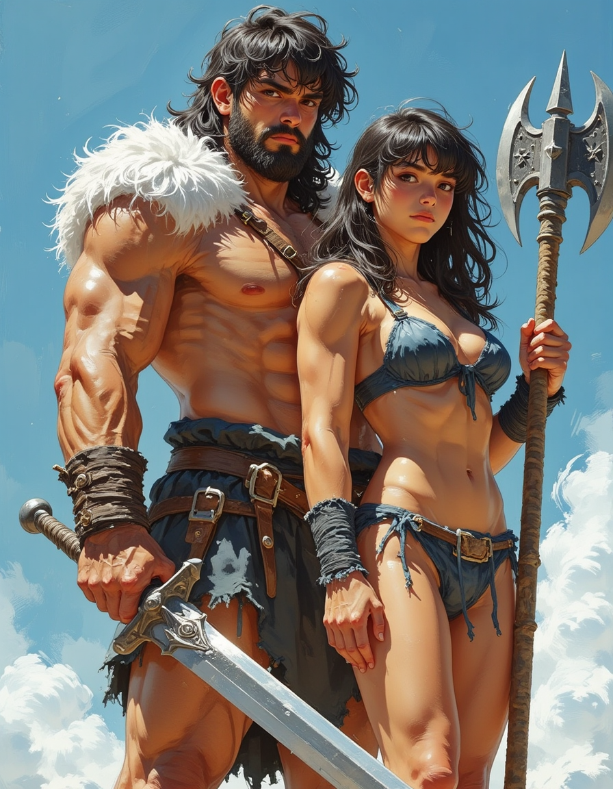 Barbarians - My, Neural Network Content, Neural network art, Pinanoc, Barbarian, Dungeons & dragons, Barbarian, Flux