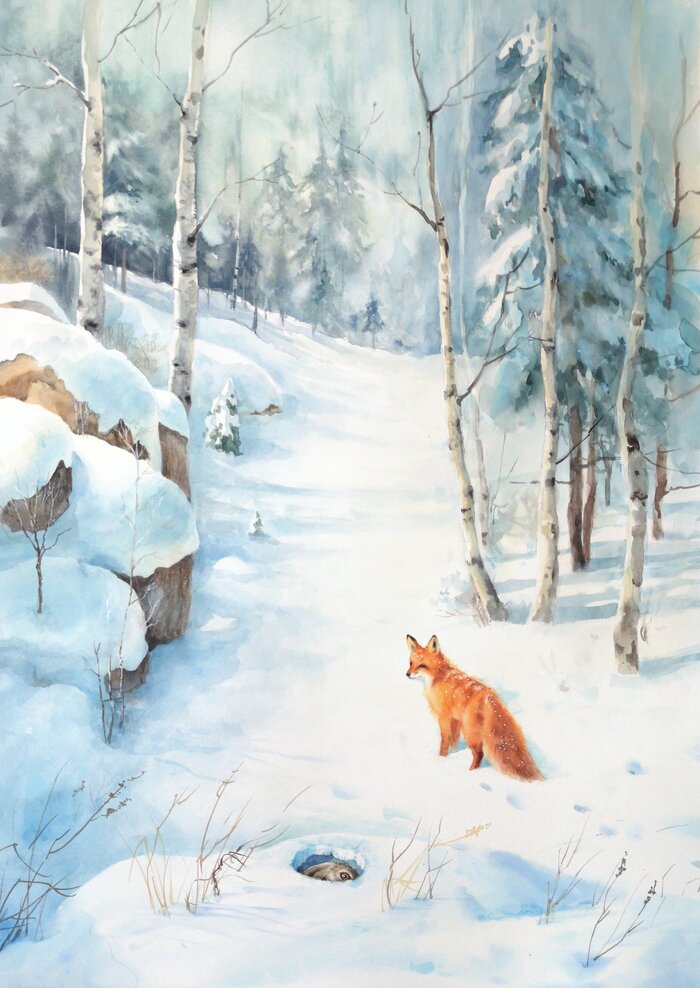 Рыжая. Акварель