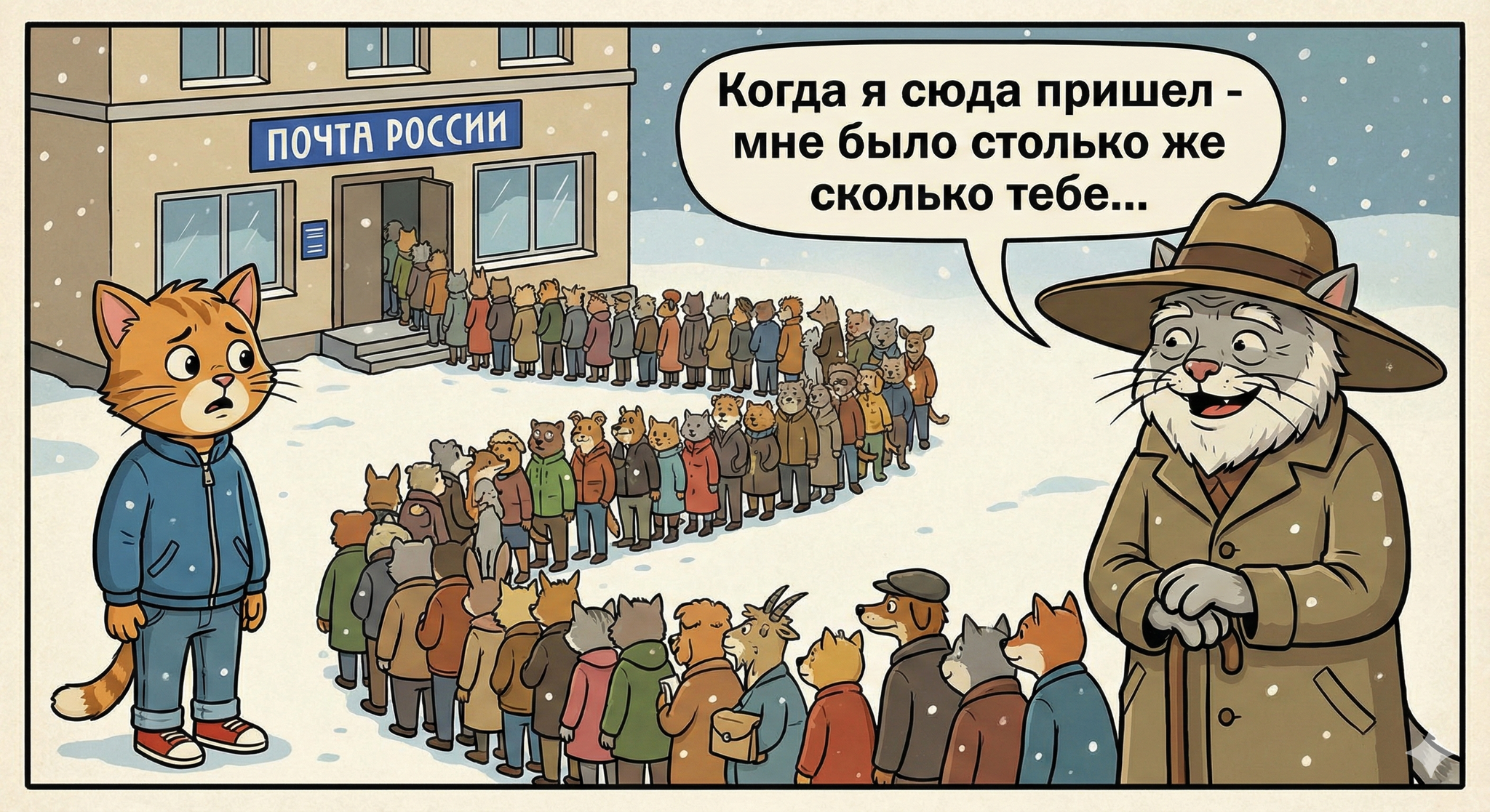 Мемасик про очередь - Контент нейросетей, Картинки, Генерация изображений, Юмор, Комиксы, Очередь, Серия Мемы