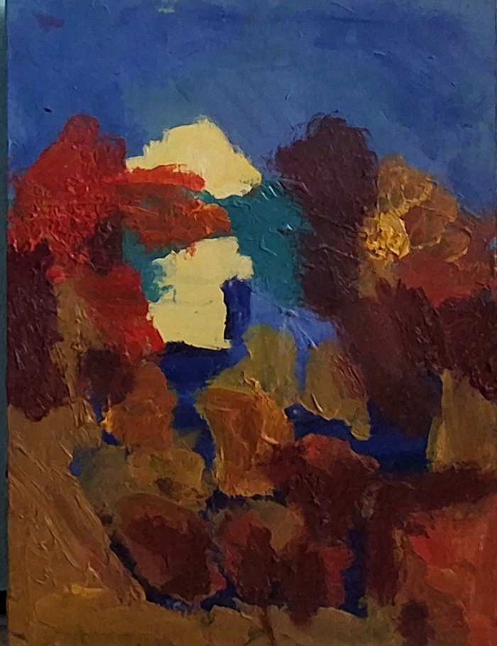 Осеннее утро. Коми-округе. Холст масло #Кудымкарский #пруд #место