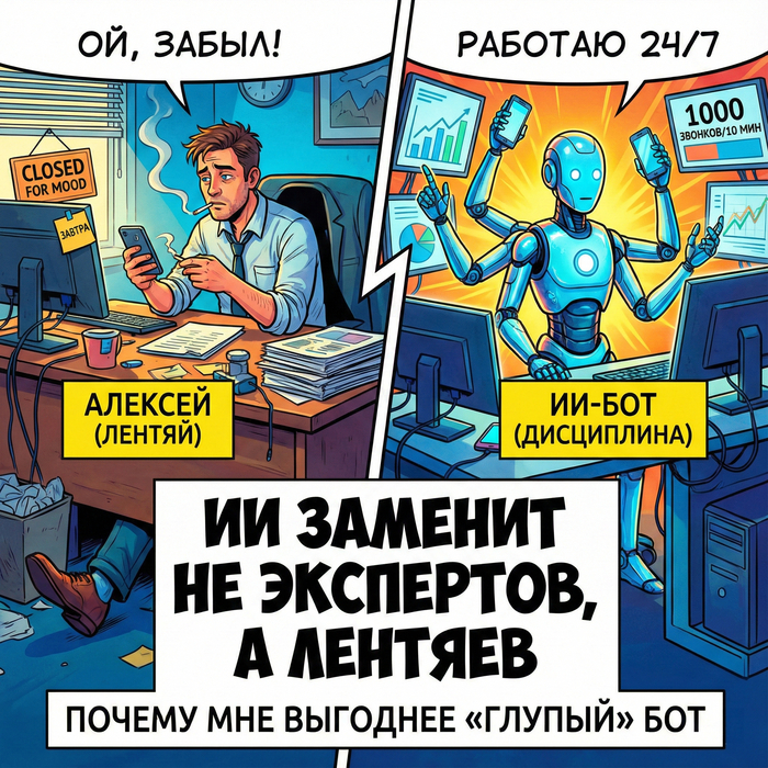 ИИ заменит не экспертов, а лентяев. Почему мне выгоднее «глупый» бот, чем живой сотрудник