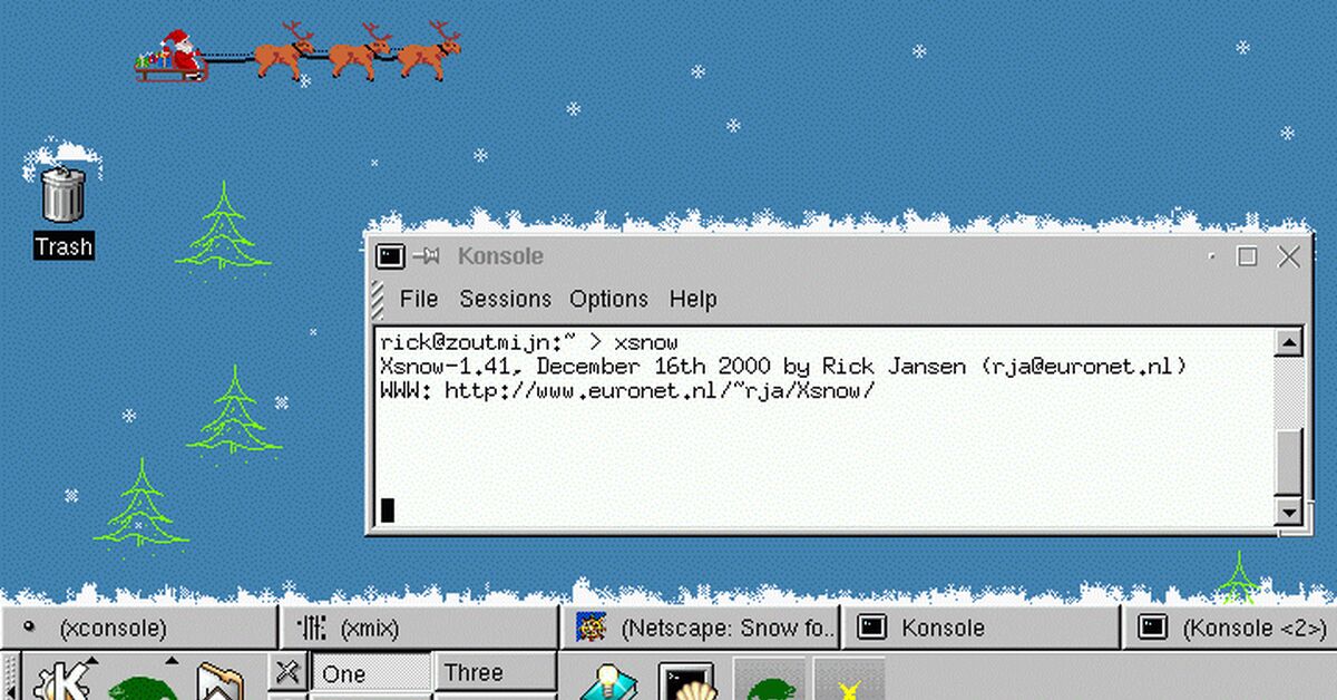 Новогодний Linux из 1998 года - Linux, Windows, Новый Год, Компьютер