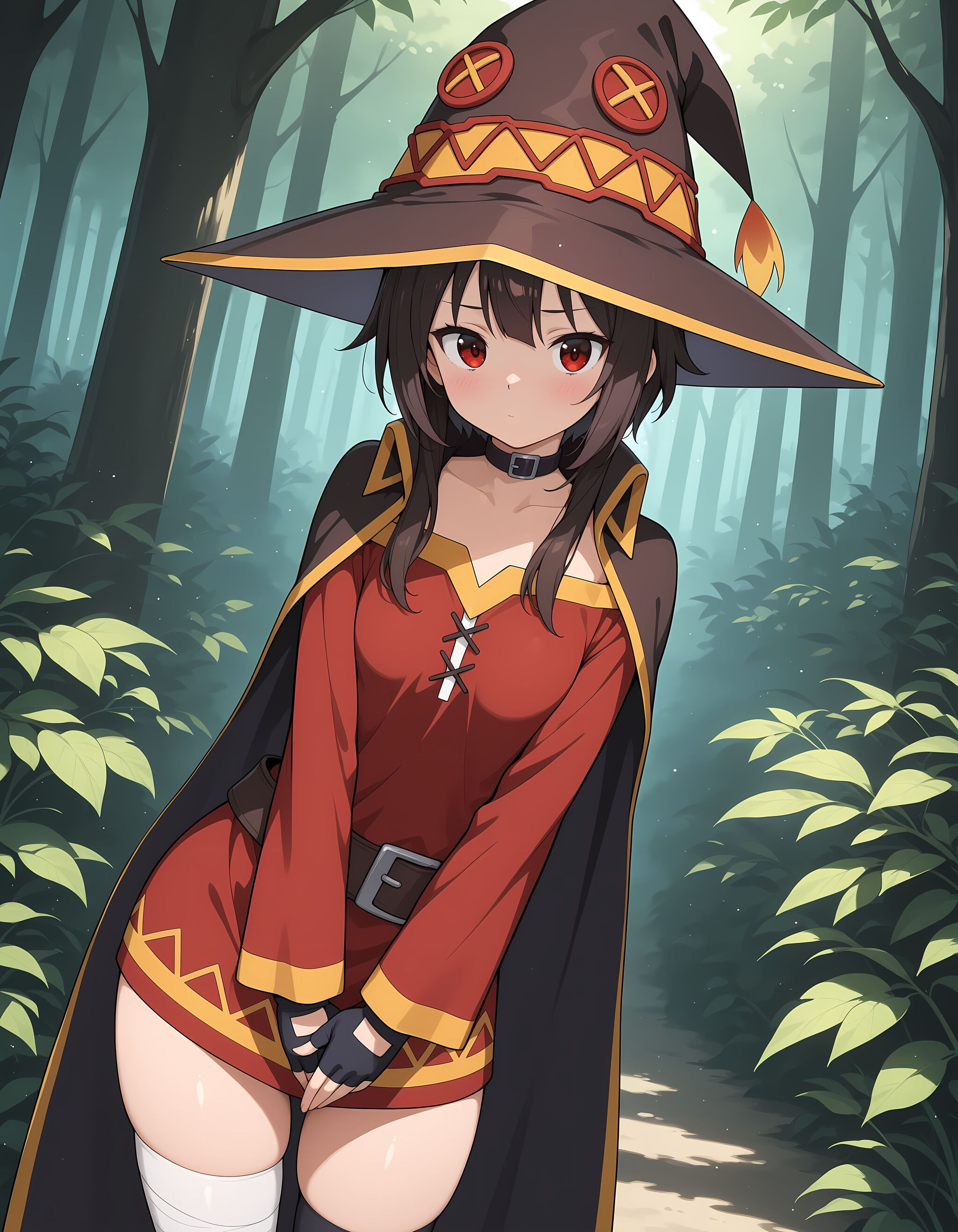 Konosuba, Friday: Megumin - Series Friday Konosuba, My, Neural Network Content, Neural network art, Anime art, Stable diffusion, Anime, Girls, Konosuba, Megumin, Red eyes