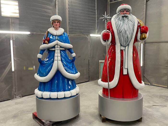 Дед Мороз и Снегурочка из стеклопластика