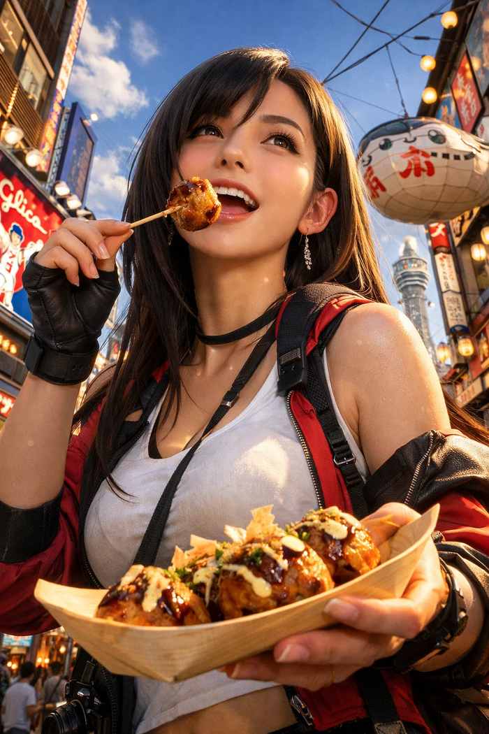 Такояки: День в Осаке. Тифа пробует такояки в Дотонбори и чуть не обожглась! Но оно того стоит. #Осака #Такояки #ТифаОтдыхает