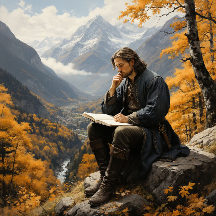 Изображение сгенерировано нейросетью. "Writer on the Stone"