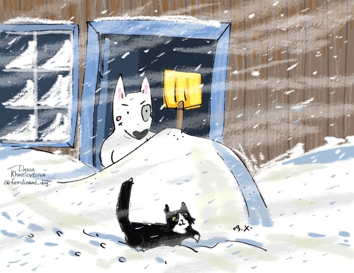Кот отлынивает, снег не копает