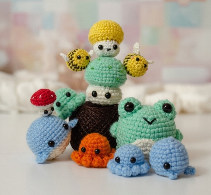 Пряжа ирис и акриловая детская, крючок 1 мм, 1,5 мм и 2 мм