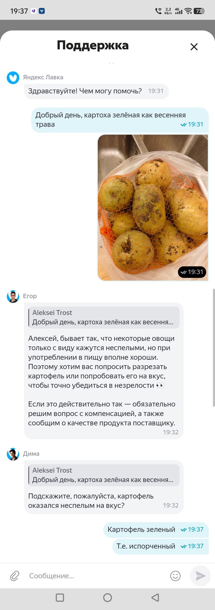 ИИ vs зелёная картошка