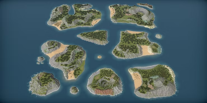 Новая карта архипелаг что бы было где строить мосты. Обещают снова расширить площадь карты. Ранее самой большой был хвост дракона. Правда некоторые умельцы уже отредактировали код игры напрямую и сделали карту 8х8 км.