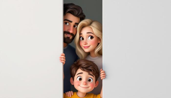 Пример того, как семья в стиле Disney может выглядеть при аккуратной стилизации без сильной потери сходства.
