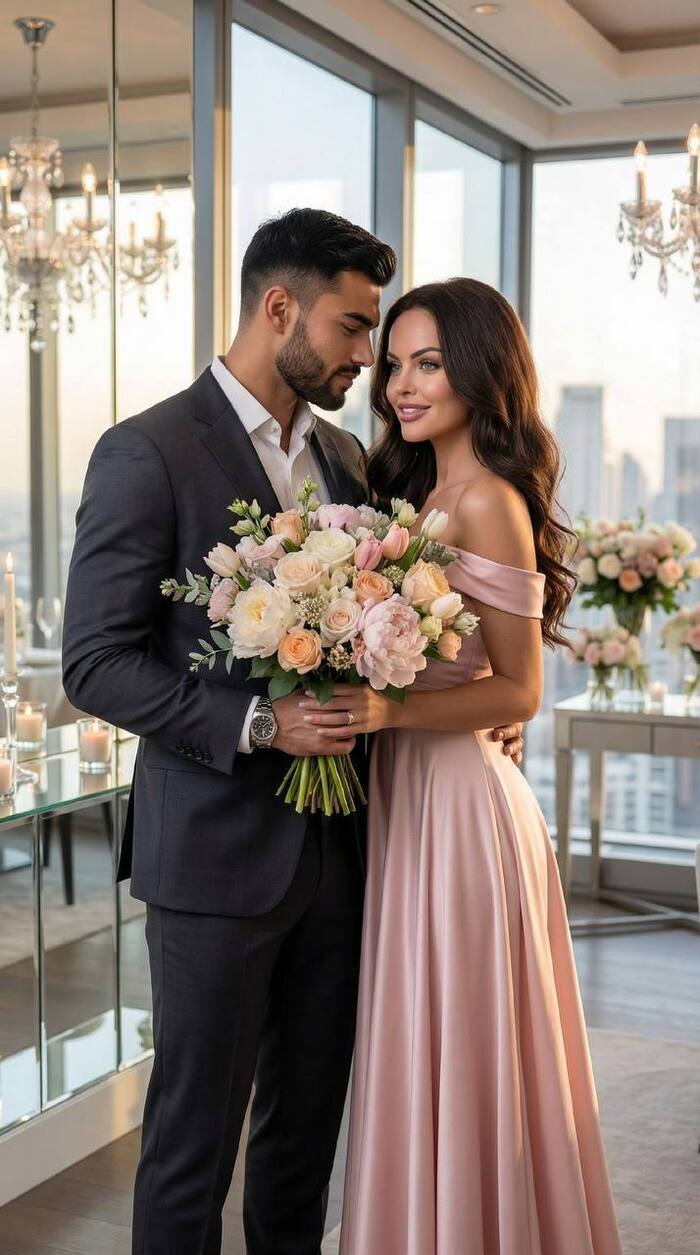 Семейное фото нейросеть - пара в отеле