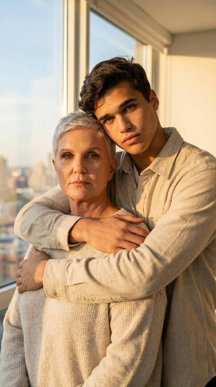 Мама и сын у окна