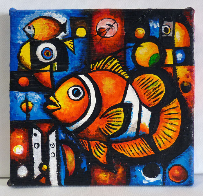 Картина "Анемоновая рыбка", акрил, холст