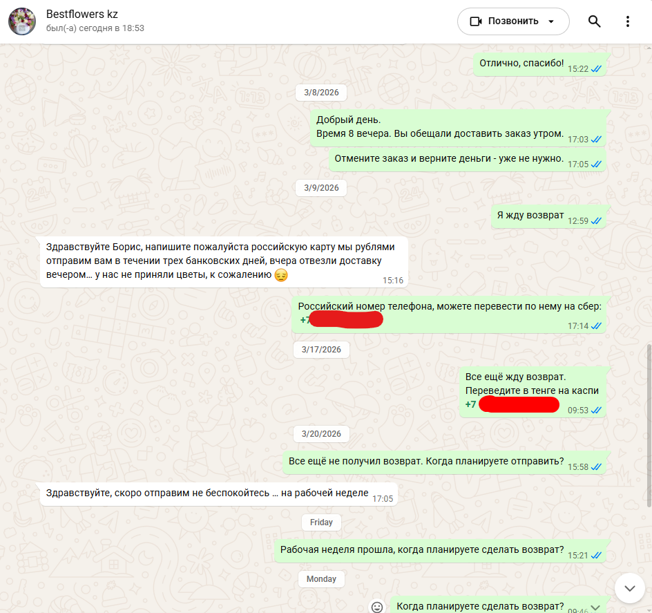 My disappointing experience with the ultimately customer-focused flower delivery service almaflowers kz (aka bestflowers kz) - My, Negative, Deception, Bad service, March 8 - International Women's Day, Delivery, Flowers, Longpost
